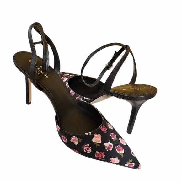 💜🌼NWOT KATE SPADE ANKLE STRAP FLORAL HEELS. - Picture 6 of 11